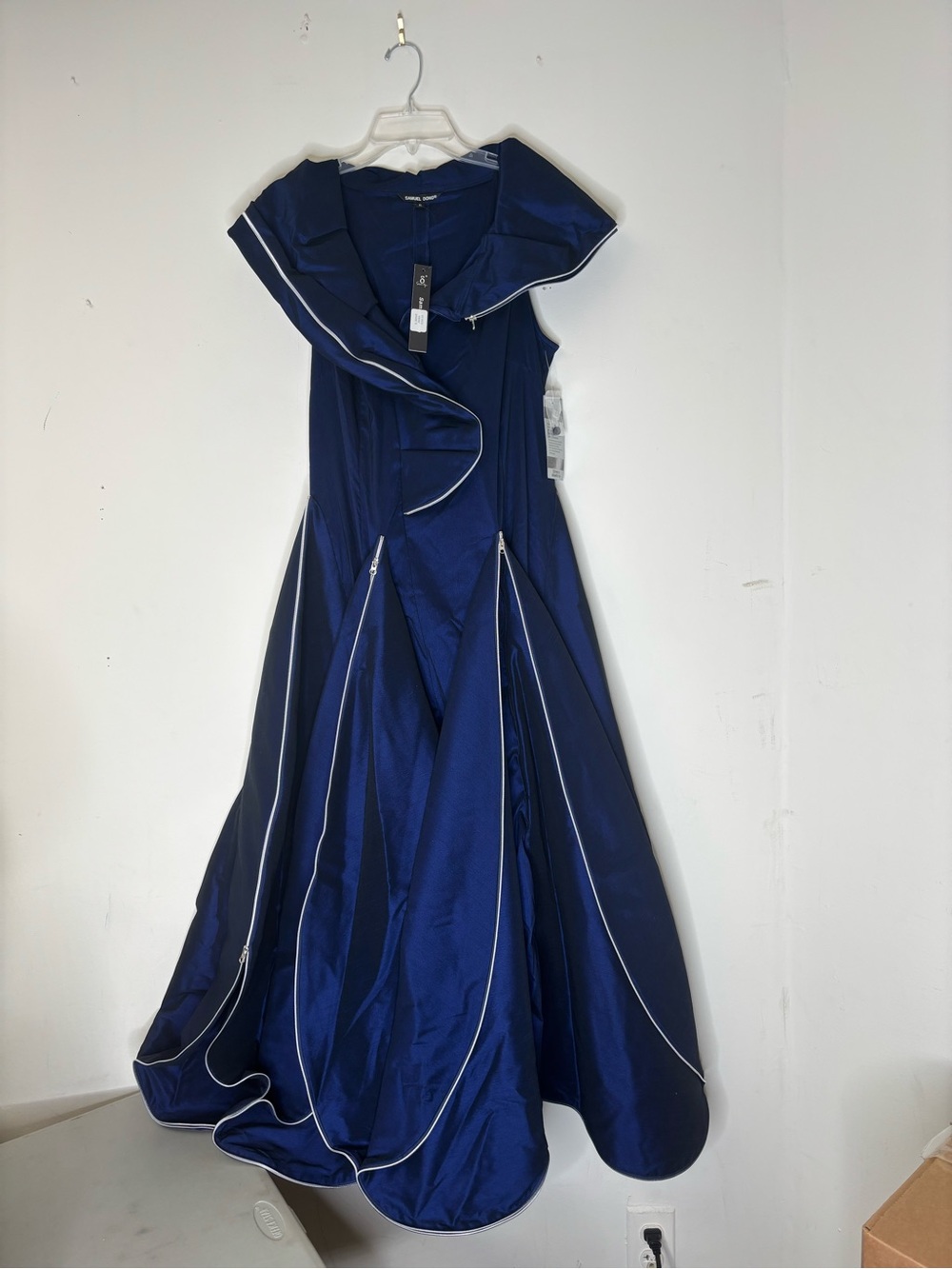 Samuel Dong NWT Midnight Blue Architectural Zip Dress XL Designer $298.80 - Picture 2 of 10